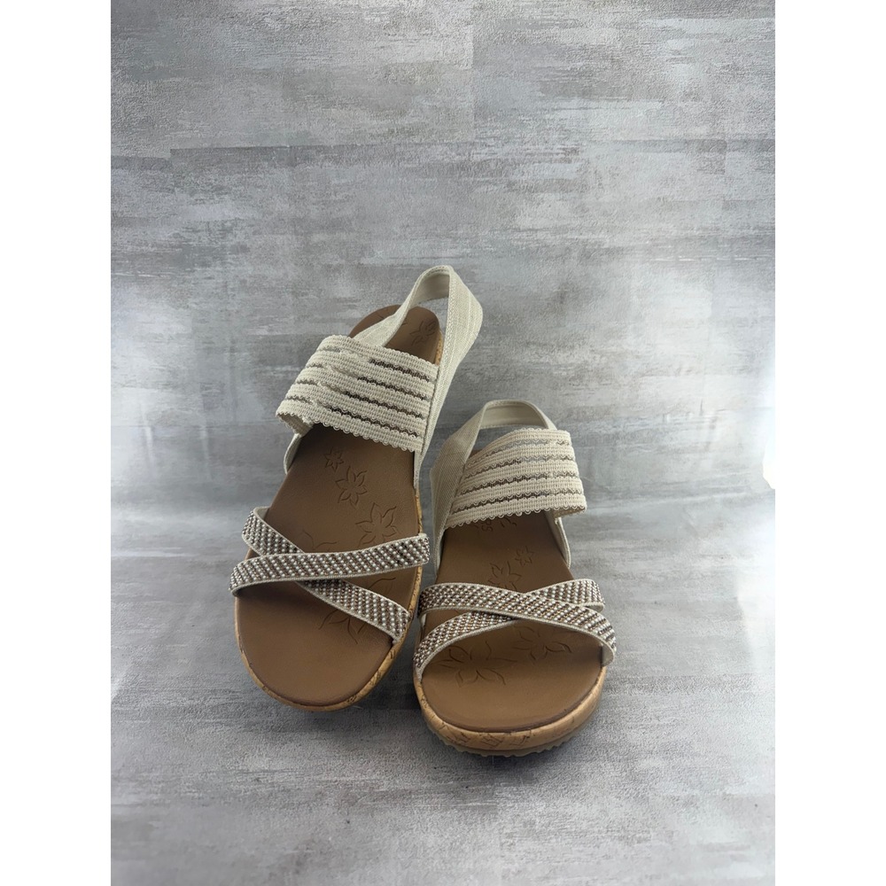 Skechers Cali Rumblers Modern Maze Natural Wedge Sandals 119200 Women Sz 8.5
